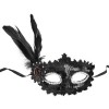 Black Sequined Party Mask with Side Feathers