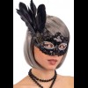 Black Sequined Party Mask with Side Feathers