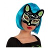 Black Suede Coated Silver Green Glitter Cat Mask