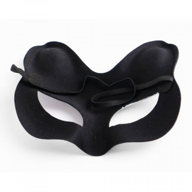 Black Suede Coated Silver Green Glitter Cat Mask