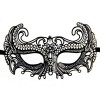 Black Laser Cut Metal Venetian Mask with Crystal Stones