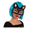 Black Suede Yellow Pink Glitter Cat Mask