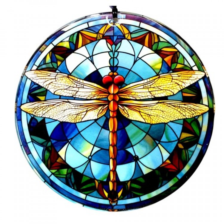 Yusufçuk Bird 23 cm Diameter Fused Glass Wall Decoration