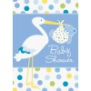 Baby Boy Stork-Themed Blue Invitations, 8 Pieces