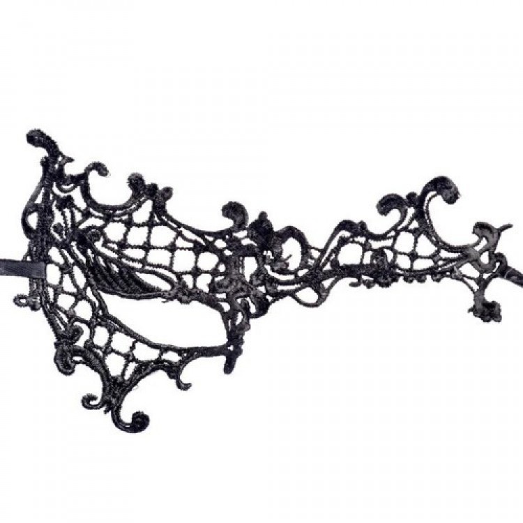 Dantel Kesim Parti Maskesi Siyah