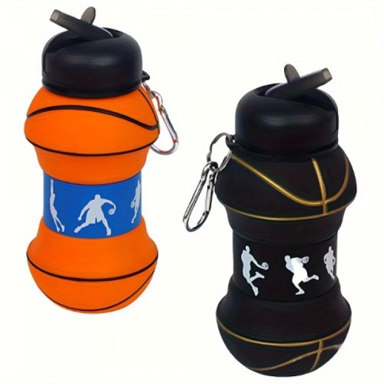Basketball-Shaped Accordion Water Bottle