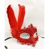 Red Color Feathered Lace Eyes Stone Ball Party Mask