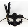 Black Color Feathered Lace Eyed Prom Party Mask with Stones