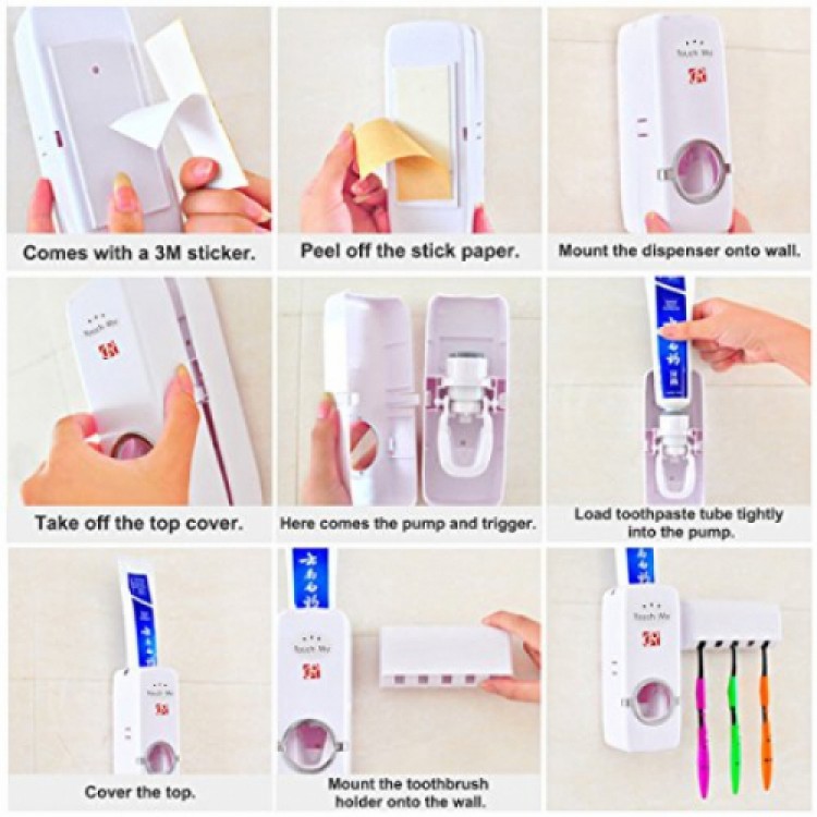 Toothpaste Dispenser Toothbrush Holder