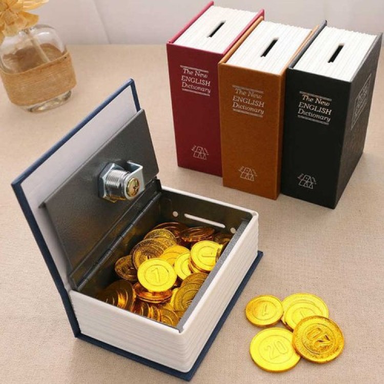Book-Shaped Mini Lockable Safe and Piggy Bank