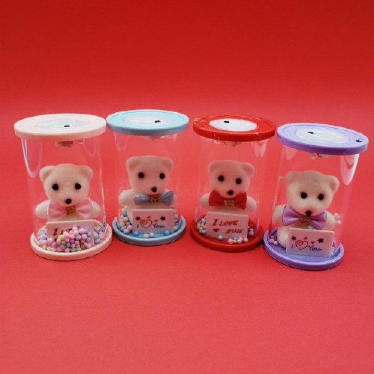 Bear in a Lighted Glass Dome