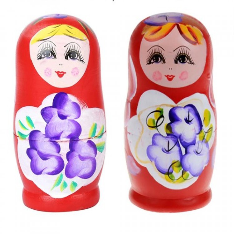 Traditional Decorative Wooden Matryoshka Set from Russia, 5 Pieces
