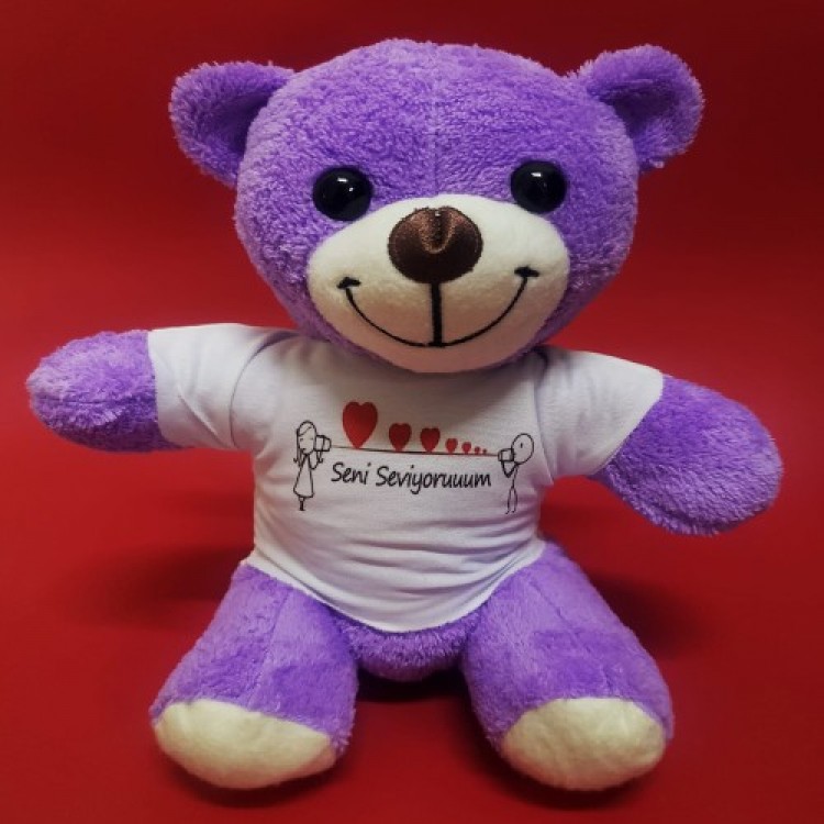 Purple Bear I Love You Printed T-Shirt Purple Bear I Love You Printed T-Shirt