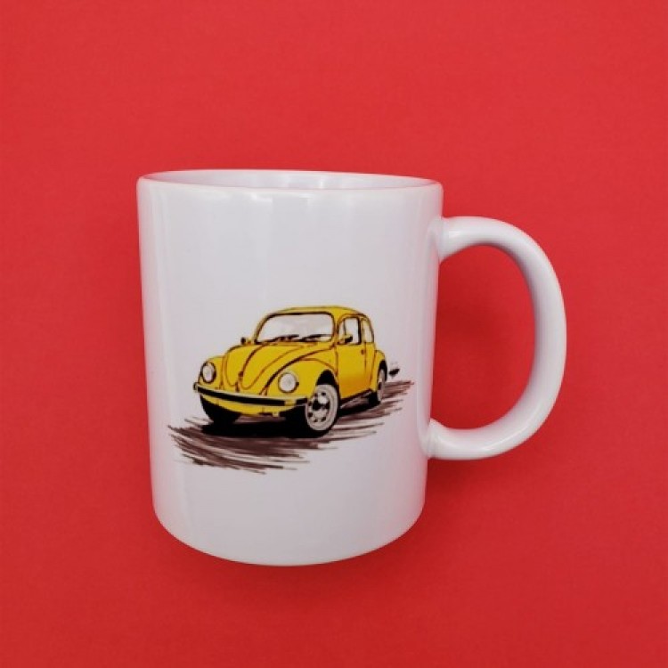 Yellow Volkswagen Beetle Design Mug