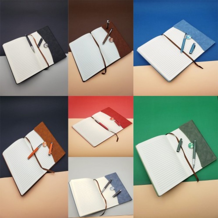 Special Boxed Leather Notebook and Roller Pen Set