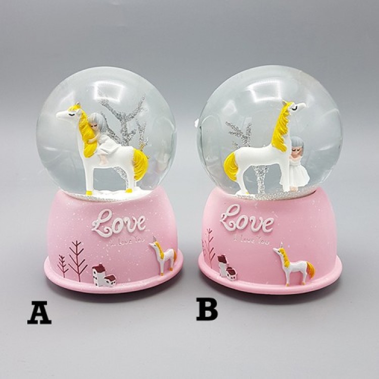 Mini Light-Up Cute Horse Girl Snow Globe Mini Light-Up Cute Horse Girl Snow Globe