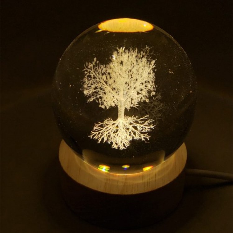 Tree of Life Illuminated Glass Sphere