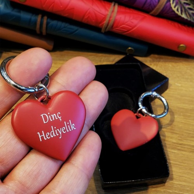 Metal Red Heart Keychain