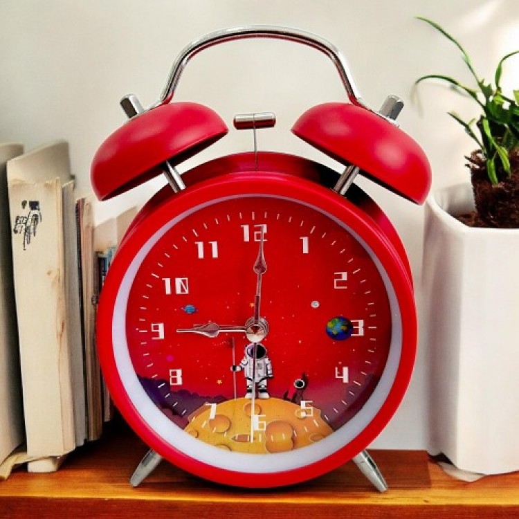 Astronaut-Designed Metal Red Desk Alarm Clock