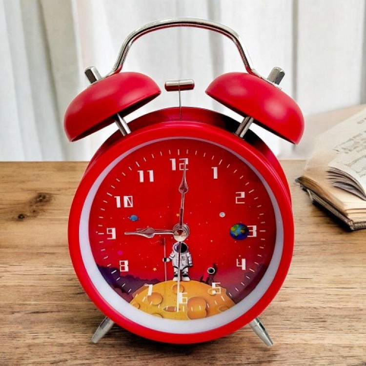 Astronaut-Designed Metal Red Desk Alarm Clock