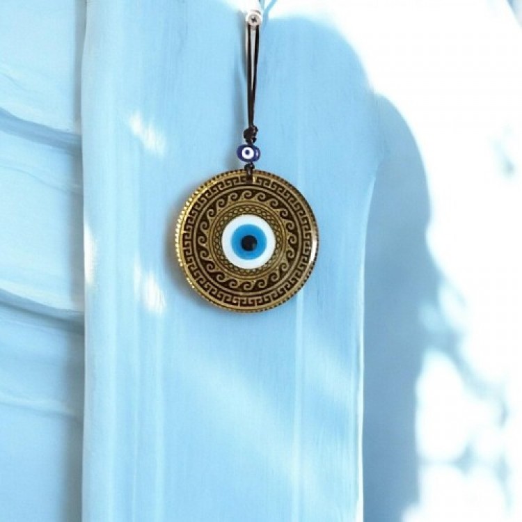 Altın Varaklı Nazar boncuklu Füzyon cam El İşçiliği 12 Cm Duvar Süsü Nazarlık Hediyelik Eşya