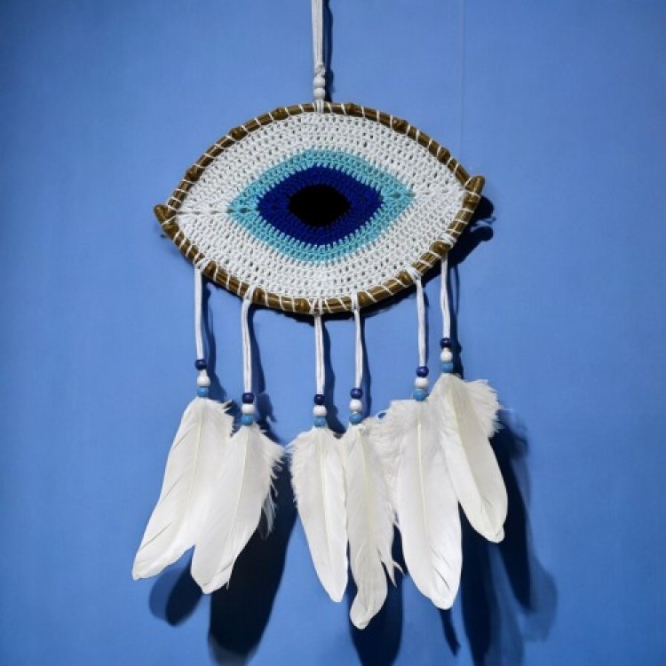 Beyaz Motifli Göz Model El Yapımı Duvar Süsü Beyaz Motifli Göz Model El Yapımı Duvar Süsü