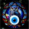 12 cm Owl Night Patterned Fused Glass Wall Decoration