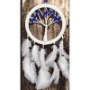 White Bird Feathered Glass Evil Eye Beaded Tree of Life Wall Decoration