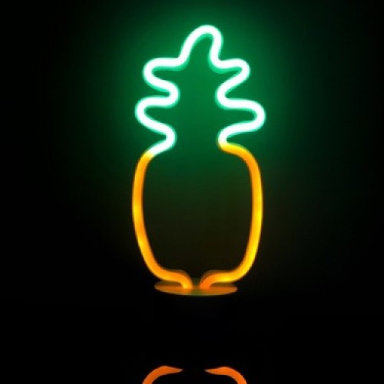Neon Pineapple Table Night Light with Battery + USB