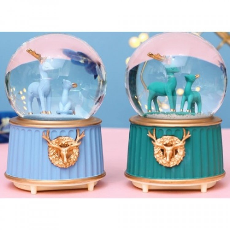 Blue-Green Deer Snow Globe Small Size