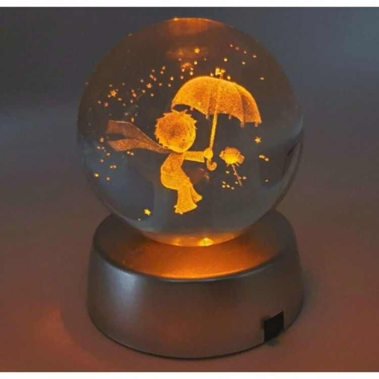 THE LITTLE PRINCE Lighted Glass Globe with Plastic Base