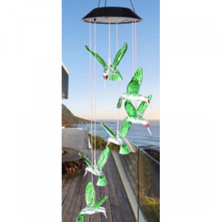 Solar Led Işıklı Kuşlu Bahçe Dekoru 6 Ledli,Renkli Işık