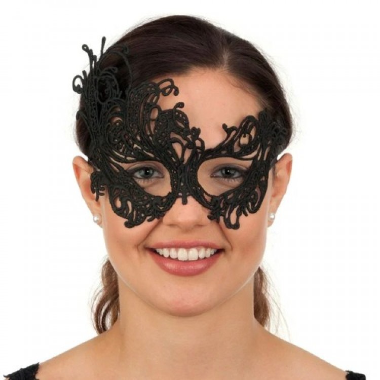 Black Lace Cut Lace Embroidered Ball Party Mask No. 1