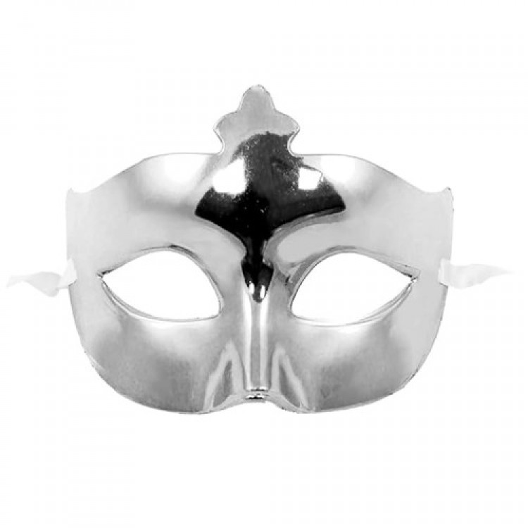 Silver Color Costume Party Extra Shiny Ball Mask 15x10 cm
