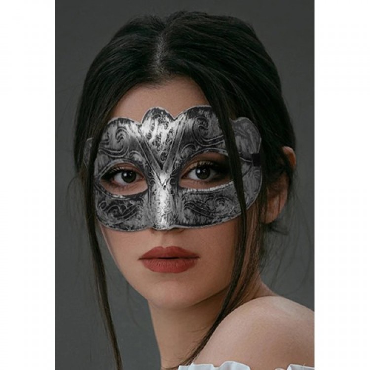Masked Ball Antique Gray Silver Distressed Mask Ball Venice