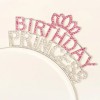 Pink Birthday Princess Party Crown with Crystal Stones, 19x11 cm