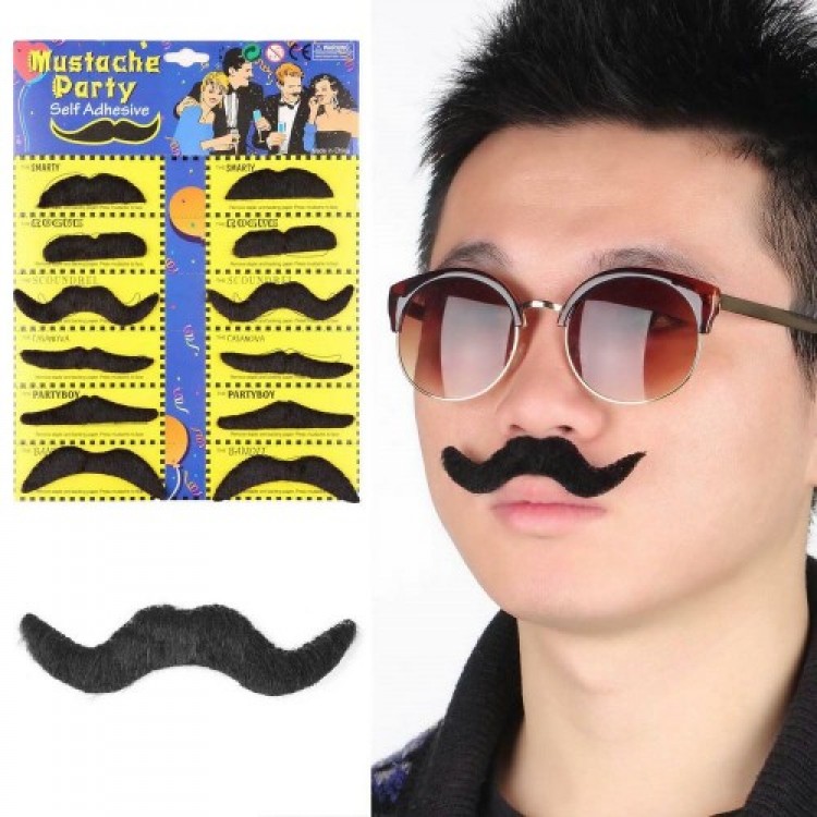 Costume Party Fake Mustache 6 Models 12 Pieces