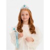 Frozen Elsa Blue Heart Crown and Snow-Themed Wand Set