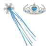 Frozen Elsa Blue Heart Crown and Snow-Themed Wand Set