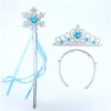 Frozen Elsa Blue Heart Crown and Snow-Themed Wand Set