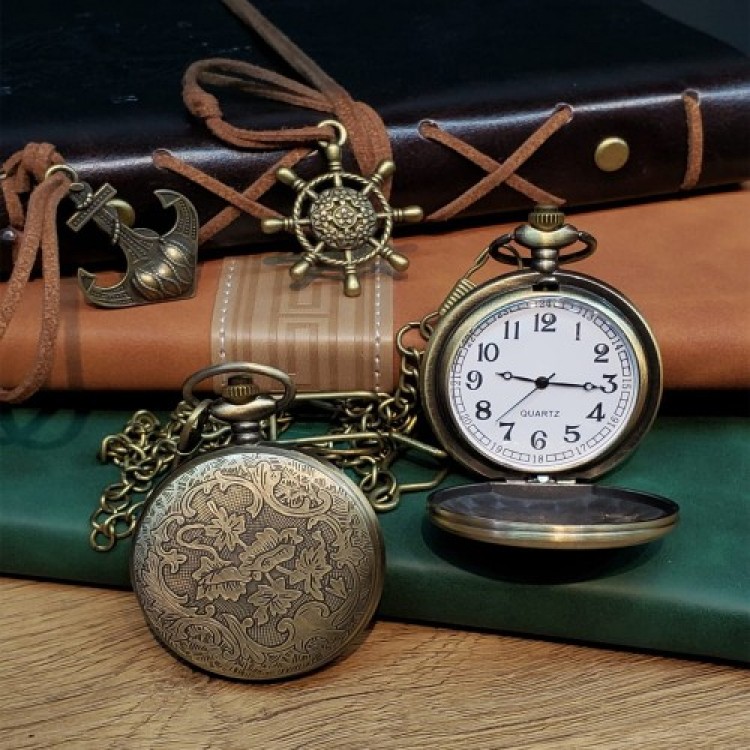 Antique Pocket Watch with Wolf Motif