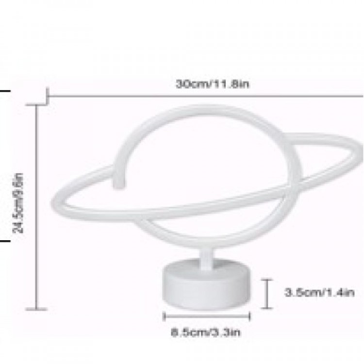 Neon-Lit Saturn Lamp with Battery + USB