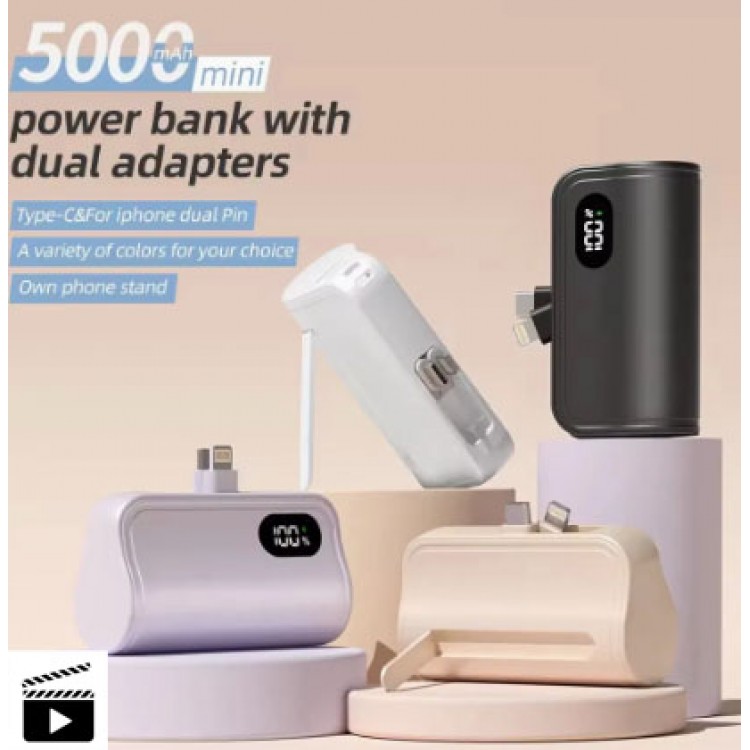 Özel Logo Küçük Cep Ultra İnce Mobil Powerbank Dış Mekan Taşınabilir 5000mAh Mini Powerbank Dahili Tip-C Kablo ve Hızlı Şarj Özel Logo Küçük Cep Ultra İnce Mobil Powerbank Dış Mekan Taşınabilir 5000mAh Mini Powerbank Dahili Tip-C Kablo ve Hızlı Şarj