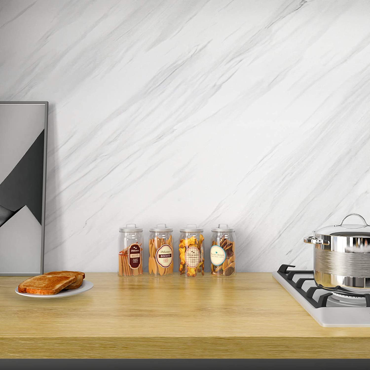 Açık Mermer Desenli Yapışkanlı Kaplama Kağıdı 3 Metre