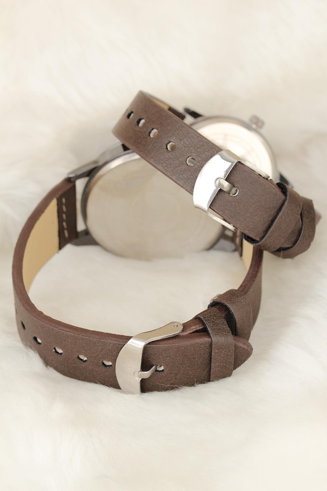 Kahverengi Deri Kordonlu Rose Metal Kasa Sevgili Saatleri - TJ-SGK1371