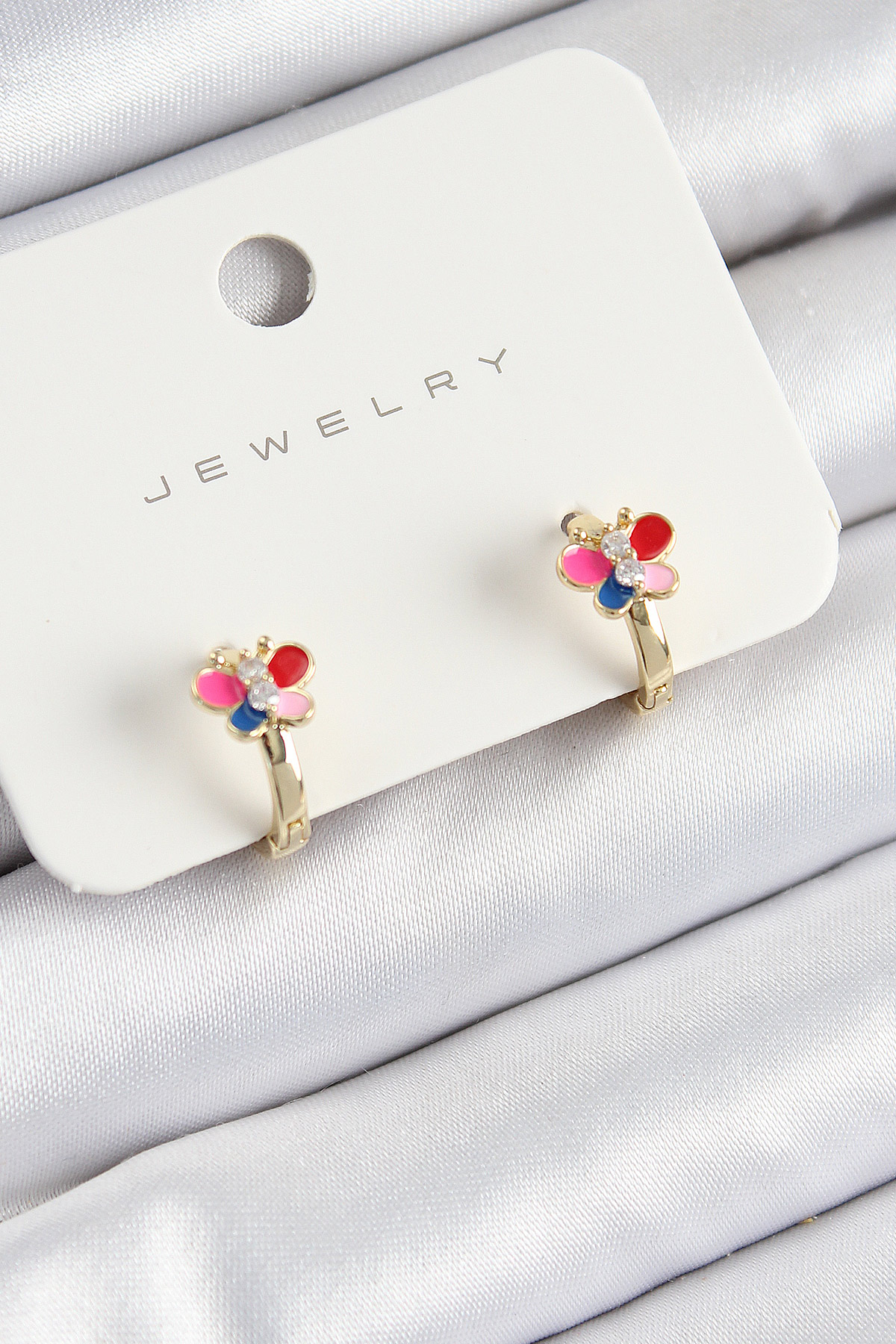 Pirinç Zirkon Taşlı Kelebek Model Gold Renk Çocuk Küpe - TJ-BKP10908