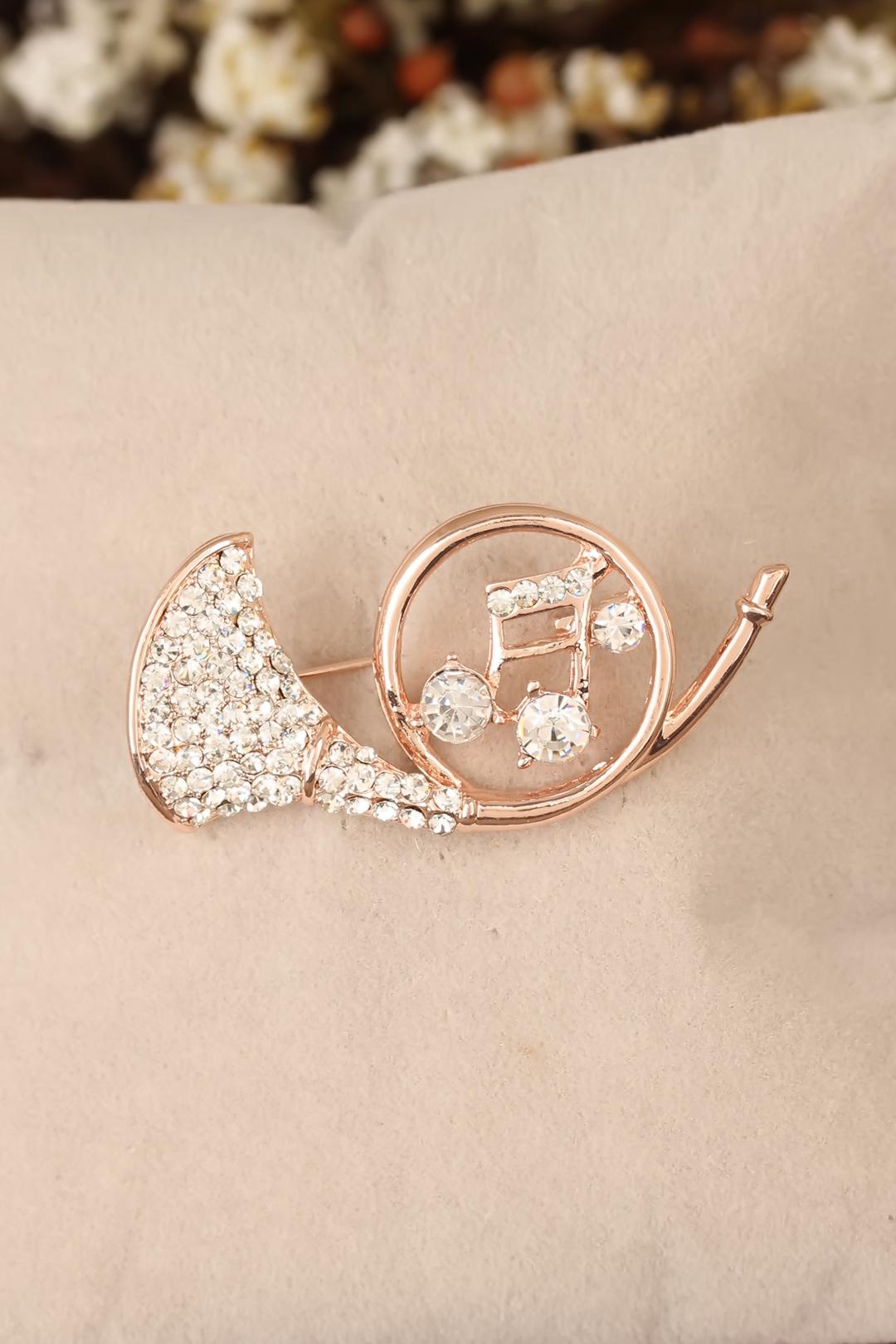 Zirkon Taşlı Saksafon Figürlü Broş - TJ-BRS261